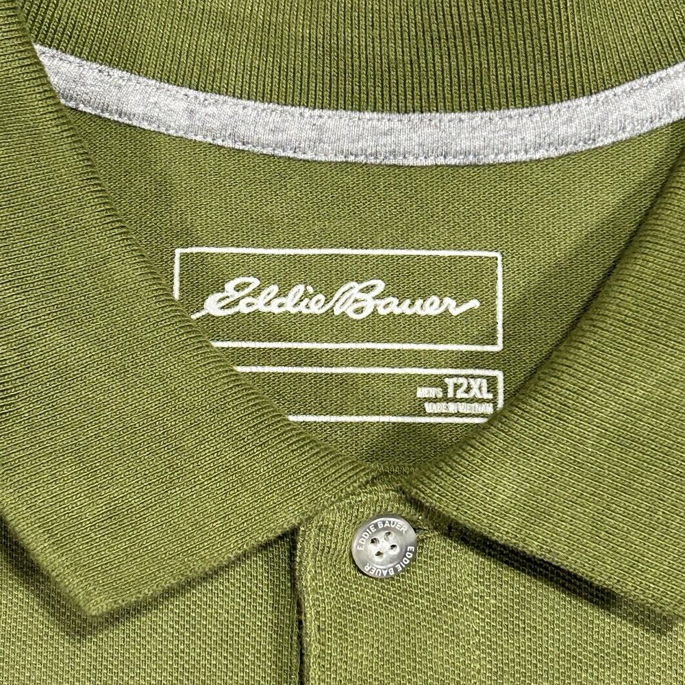 Eddie Baurer Men T2XL Short Sleeve 100% Cotton Olive Army Green Polo Golf Shirt - Picture 1 of 10